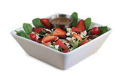 Spinach Strawberry Salad · Bed of spinach topped with feta cheese, strawberries, dried cranberries, and slivered almond...