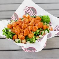 Buffalo Chicken Salad · Fresh romaine lettuce, tomatoes, red onions and cucumbers topped with our delicious diced ch...