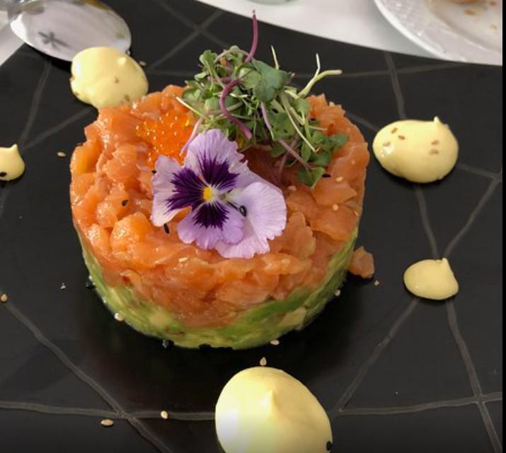 Salmon Tartar · Freshly diced salmon with spicy mayo avocado and a scatter of sesame seeds to a crunch