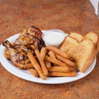 7. 1/2 Chicken and Side Order Combo · 1/2 Chicken, choice of Side Order and choice of Pita or Garlic Bread.