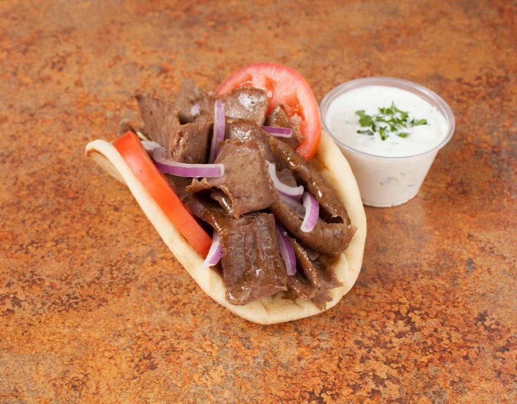 Gyros Sandwich · Served with onions, tomatoes and Gyros Sauce on the side.