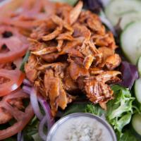BBQ Salad · Mixed lettuce, tomatoes, red onions and cucumbers topped with your choice of protein.