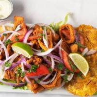 Jalea Mixta · A mixture of fish, squid, shrimp, and mussels fried in a lightly seasoned batter. Served wit...