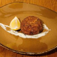 Crab Cake (appetizer) · One crab cake served with lemon tarter sauce. Seared or Fried.