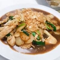 Ch5. Garlic Chicken  · Stir-fried chicken, water chestnuts and green onions in a garlic and black pepper sauce topp...