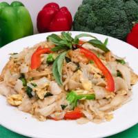 N3. Drunken Noodles · Pad kee mao. Stir-fired large rice noodles, eggs, chili paste, onions, bell peppers, broccol...