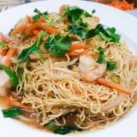 N5. Yellow Noodles · Stir-fried egg noodles, mushrooms, onions, carrots, green onions, and bean sprouts with your...