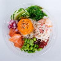 Extra Large Poke Bowl (5 Scoop)  · Served with your choice of 5 Proteins, Base, Sauce, Toppings, & Garnish.