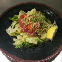 Poki salad · Ahi tuna, lettuce, masago and special sauce