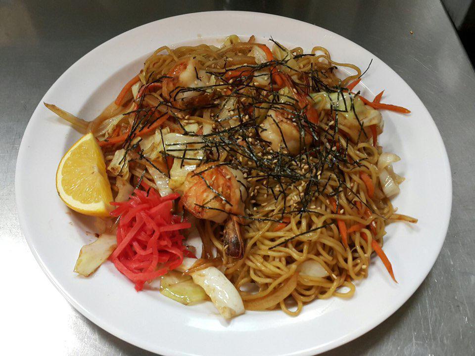 N13. Shrimp Yakisoba Noodle · Stir-fried soba noodle, vegetable, and shrimp.
