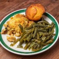 2 Vegetable Plate · Choose 2 vegetables comes with a corn muffin.
