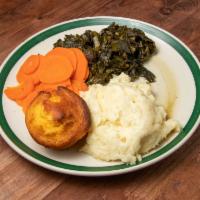 3 Vegetable Plate · Choose 3 vegetables comes with a corn muffin.
