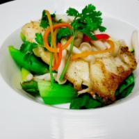 Chilean Sea Bass in Aromatic Coconut Milk · Pan roasted Chilean sea bass, bunashimeji mushrooms and asparagus, served in coconut bisque....