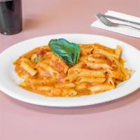 Pasta Pink Sauce · Served with penne pasta.