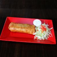 Chimichanga · Fried and filled with your choice of 1 meat, beans and cheese.