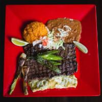 La Tampiquena Dinner · Tender broiled skirt steak served with 1 cheese enchilada.