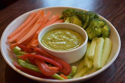 Veggie Variety · Carrots, cucumbers, peppers, broccoli, house-made avocado and cilantro dipping sauce.