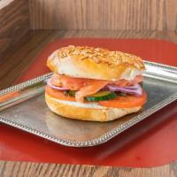 5. Salmon Cream Cheese · Salmon and cream cheese on a bagel. Ray-finned fish. Soft mild cheese. 