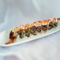 Dragon Roll · #1: Top 10 Best Rolls. Shrimp tempura and cucumber, topped with unagi, crab meat, avocado, t...