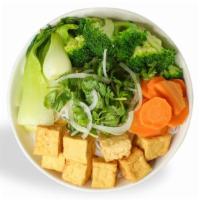 Pho Vegan · Fried tofu, broccoli, carrots and bok choy and tofu served with our vegan pho broth