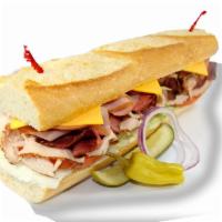 68. Lee's Club Baguette · Served on a long piece of French bread.