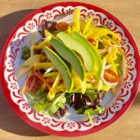 Mango Salad · sliced mango,avocado,red onion,scallion,cilantro,sherry tomato ,carrot,organic spring mix in...