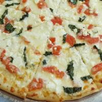 Quatro Formaggio Specialty Pizza · 4 cheeses, fresh tomatoes and basil.