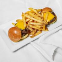 Cheeseburger Sliders · Angus beef, American, or cheddar. French fries on the side.

