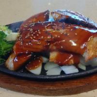 Salmon Teriyaki Entree · Grilled salmon over onions and broccoli with teriyaki sauce and sesame seeds.
Served with mi...