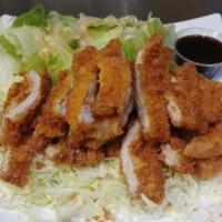 Ton Katsu Entree · Deep-fried pork cutlets over cabbage bed with Katsu sauce. Served with miso soup, salad, and...