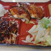2 Items Dinner Bento Box · NO DOUBLING ALLOWED!
served with soup, salad, and rice