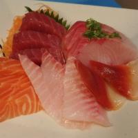 14 Piece Choice of Sashimi · 14 pieces customer-choice sashimi (No uni and no AMA-ebi). Served with miso soup, salad, and...