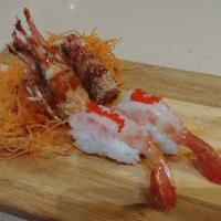 Ama -Ebi Nigiri · Sweet shrimp, sushi rice, masago, deep-fried shrimp head.