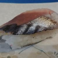 Saba Nigiri · Saba mackerel, sushi rice.