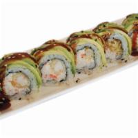 Green Dragon Roll · In: Shrimp Tempura, Crab
Out: Avocado, Sesame Seeds
Sauce: Unagi
