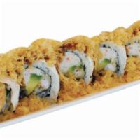 Crunch Roll · In: Shrimp Tempura, Crab, Avocado, Cucumber
Out: Soy Paper, Crunch Flakes, Sesame Seeds
Sauc...