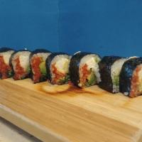 Fire Cracker Roll · In: Spicy Tuna, Avocado, Cream Cheese, Fresh Jalapeno
Out:
Sauce: