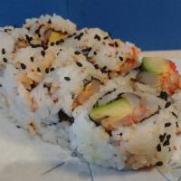 Spicy Scallop Roll · In: Spicy Scallop, Avocado, Masago
Out: Sesame Seeds
Sauce: