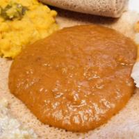 Shiro Wot No 3 · Puréed Yellow Split Peas cooked in Ethiopian spiced powdered Chili Pepper, sautéed Onion and...