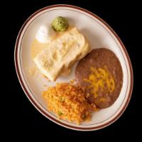 Chimichanga Jarocha · Real crab meat and shrimp cooked with onions and tomatoes topped with creamy sauce garnished...