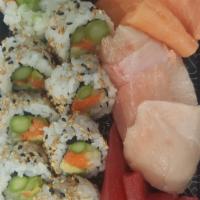 *Chef Choice Combo · (Raw)
roll with asparagus, avocado, carrot, cucumber and 6 pcs of *tuna, *salmon, *yellow ta...