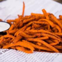 Sweet Potato Fries (GF) · Served with bleu cheese dressing for dipping.