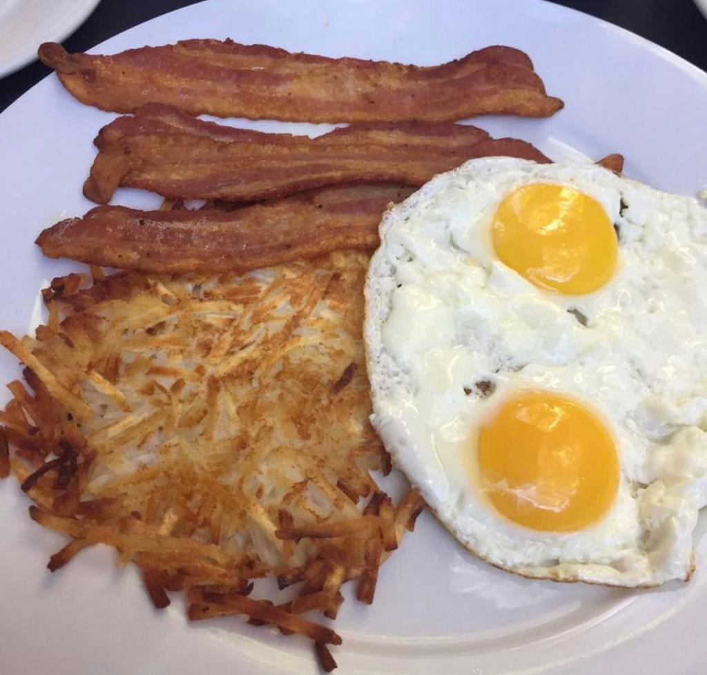 2 Eggs Breakfast · Served with choice of bacon, ham or sausage.