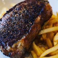 New York Steak and Fries Lunch · 8 oz. New York steak and shoestring french fries.