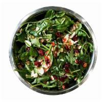 Health Nut Combo · Spring mix, fresh spinach, cranberries, sunflower seeds, sliced almonds, feta, fat free rasp...