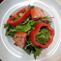 Mixed Green Salad · With mesclun, red peppers, and tomatoes.
