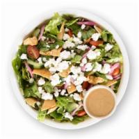 Modern Greek Crunch  · Extra Crisp Romaine, Crumbled Feta, Stacy’s Pita Chips, House-Cooked Chickpeas, Sliced Grape...