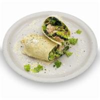 Grilled Chicken Caesar Wrap · Caesar wrap Italian chianti marinated chicken, Caesar dressing, grated and shaved parmesan, ...