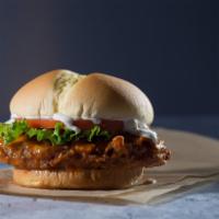 (NEW) Buffalo Chicken Sandwich · Hand breaded antibiotic free chicken, creamy ranch dressing, Franks Red Hot sauce, lettuce a...