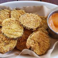 Fried Pickles  · Crinkle Cut, Cornmeal Battered, Chipotle Aioli